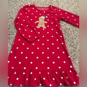 Carters fleece Christmas nightgown pajama gingerbread size 6 7